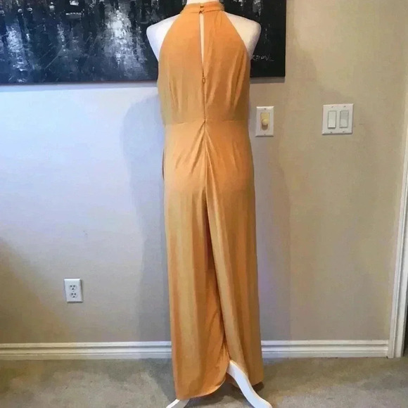 NWT Nina Leonard Mustard Twist Halter Knit Wide Leg Jumpsuit | Size M - Picture 2 of 12
